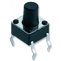 IP40 Black Button Tactile Switch, Single Pole Single Throw (SPST) 1.5mm Through Hole