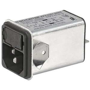 Schurter,10A,250 V ac Male Snap-In Filtered IEC Connector 1 Pole 4301.6015,Quick Connect 1 Fuse