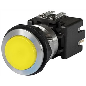 Schurter Single Pole Single Throw (SPST) Latching Yellow LED Push Button Switch, IP00, IP40, IP64, 22.1 (Dia.)mm, Panel