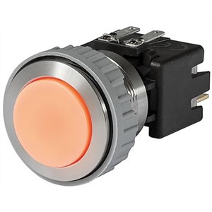 Schurter Single Pole Single Throw (SPST) Latching Orange LED Push Button Switch, IP00, IP40, IP64, 19.1 (Dia.)mm, Panel