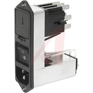 Schurter,10A,125 V ac, 250 V ac Male Screw Filtered IEC Connector 2 Pole CGL0.6101.151,Quick Connect 2 Fuse