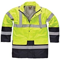 Dickies Navy/Yellow Hi Vis Jacket, Men's, L, Waterproof