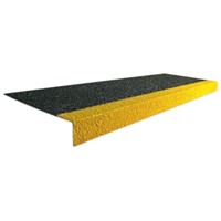 COBA Black/Yellow Stair Tread Glass Fibre Reinforced Plastic, Silicone Carbide Edge Protection With Solid Surface