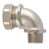 Flexicon 90 Elbow Cable Conduit Fitting, Brass Nickel Plated 20mm nominal size IP65 M20