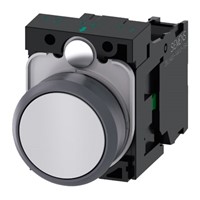 Siemens, SIRIUS ACT Non-illuminated White Flat Push Button Complete Unit, NO, 22mm Momentary Screw
