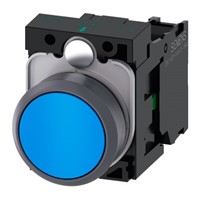 Siemens, SIRIUS ACT Non-illuminated Blue Flat Push Button Complete Unit, NO, 22mm Momentary Screw