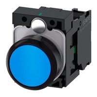Siemens, SIRIUS ACT Non-illuminated Blue Flat Push Button Complete Unit, NO, 22mm Momentary Screw