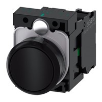 Siemens, SIRIUS ACT Non-illuminated Black Flat Push Button Complete Unit, NO, 22mm Momentary Screw