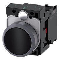 Siemens, SIRIUS ACT Non-illuminated Black Flat Push Button Complete Unit, NC, 22mm Momentary Screw