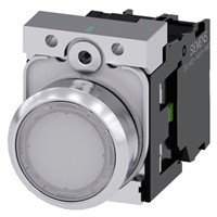 Siemens, SIRIUS ACT Illuminated White Flat Push Button Complete Unit, NO, 22mm Momentary Screw