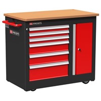 Facom 6 drawer Beech Wood Wheeled Tool Chest, 1002mm x 670mm x 1194mm