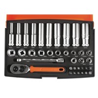 Bahco SL25L 37 Piece Deep Socket Set, 1/4 in Square Drive