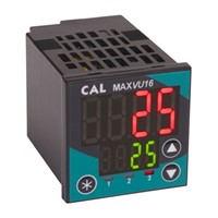 CAL MAXVU16 1/16 DIN PID Temperature Controller, 48 x 48mm 1 Input, 2 Output Relay, SSR, 110 240 V ac Supply