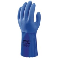 Showa Nylon PVC-Coated Gloves, Size 10, Blue, Chemical Resistant