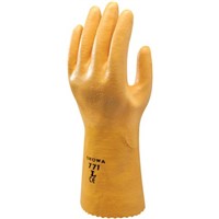 Showa Nylon Nitrile-Coated Gloves, Size 8, Yellow, Chemical Resistant
