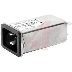Schurter,16A,250 V ac Male Panel Mount Filtered IEC Connector 5130.1200,Quick Connect None Fuse