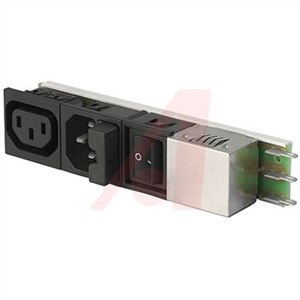 Schurter,4A,250 V ac Male Panel Mount Filtered IEC Connector 2 Pole 5424.4253.151,Quick Connect 2 Fuse