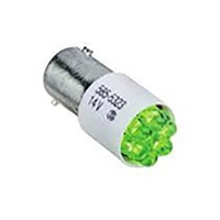 LED Reflector Bulb, BA9s, Green, Cluster, T-3 1/4 Lamp, 10.92mm dia., 14 V dc