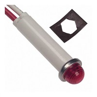 LED Reflector Bulb, Wire Terminal, Red, Single Chip, 7.87mm dia., 12  24 V dc, 22  32 V ac
