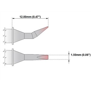 Thermaltronics 1.5 mm Bent Chisel Soldering Iron Tip for use with MX-500, MX-5000, MX5200, TMT-9000S-1, TMT-9000S-2