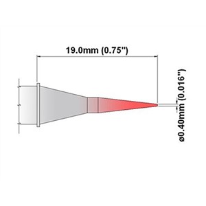 Thermaltronics 0.4 mm Straight Conical Soldering Iron Tip for use with MFR-PS1100, MFR-PS2200, SP200, TMT-2000PS