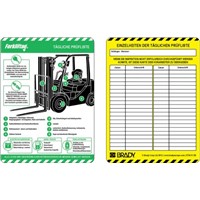 Brady Forklift Tag, Black on Blue, Green