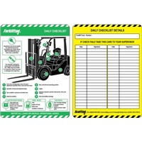 Brady Forklift Tag, Black on Blue, Green