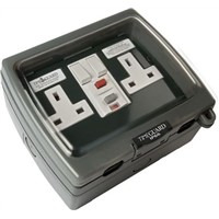 Theben / Timeguard 13A, BS Fixing, Active, 2 Gang RCD Socket, Thermoplastic, Surface Mount , Switched, IP66 , Outdoor,