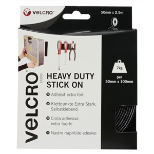 Velcro Black Hook & Loop Tape, 50mm x 2.5m