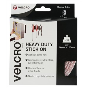 Velcro White Hook & Loop Tape, 50mm x 2.5m