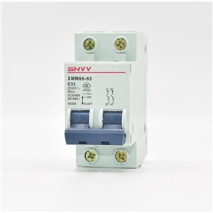 XMM65-63 2P MCB XMM65-63-D-2P-50A 4.5KA Breaking Capacity Type D MINI Circuit Breaker by SHYY